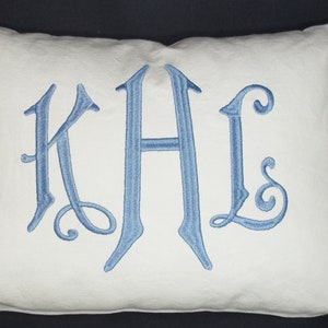 Custom Large Embroidered Monogram Pillow -16 by 12"- Great Gift Idea- Choice of Fonts- Complete Pillow or Pillow Cover -Always Free Shipping