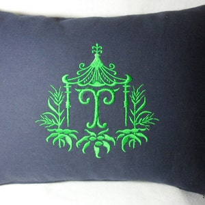 Unique Pagoda Framed Monogram Pillow 16 by 12 with or without pillow insert Great Gift Idea image 1