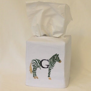 Custom Monogram Chinoiserie Zebra Tissue Box Cover Always free shipping no minimum Great Gift Bild 2