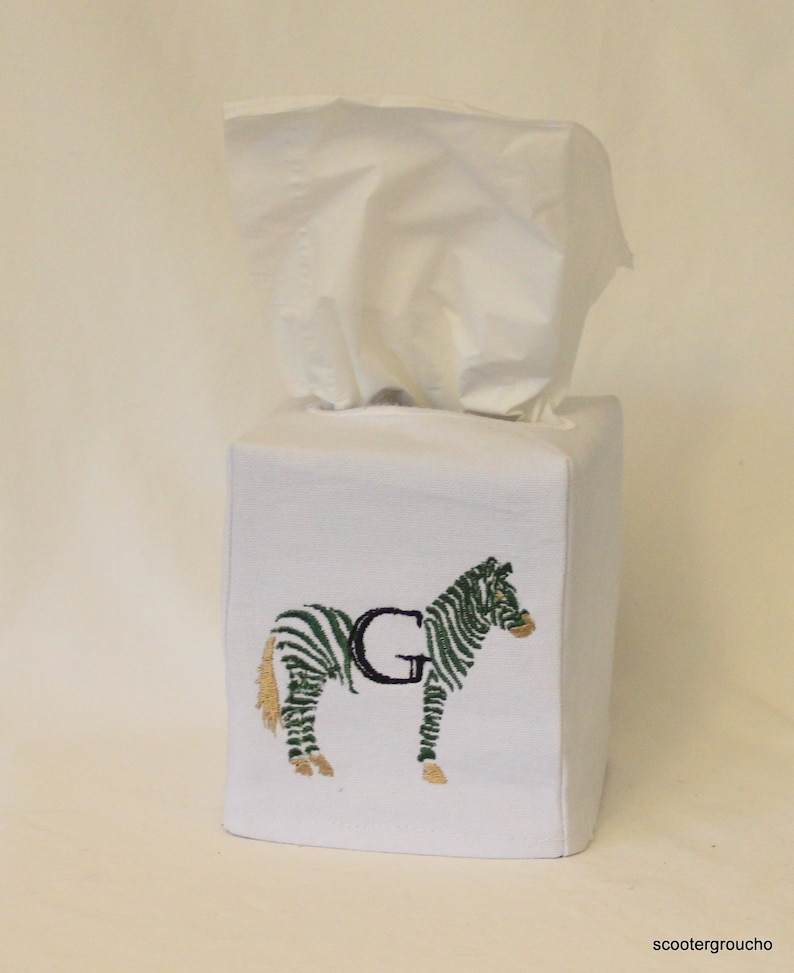 Custom Monogram Chinoiserie Zebra Tissue Box Cover Always free shipping no minimum Great Gift Bild 2