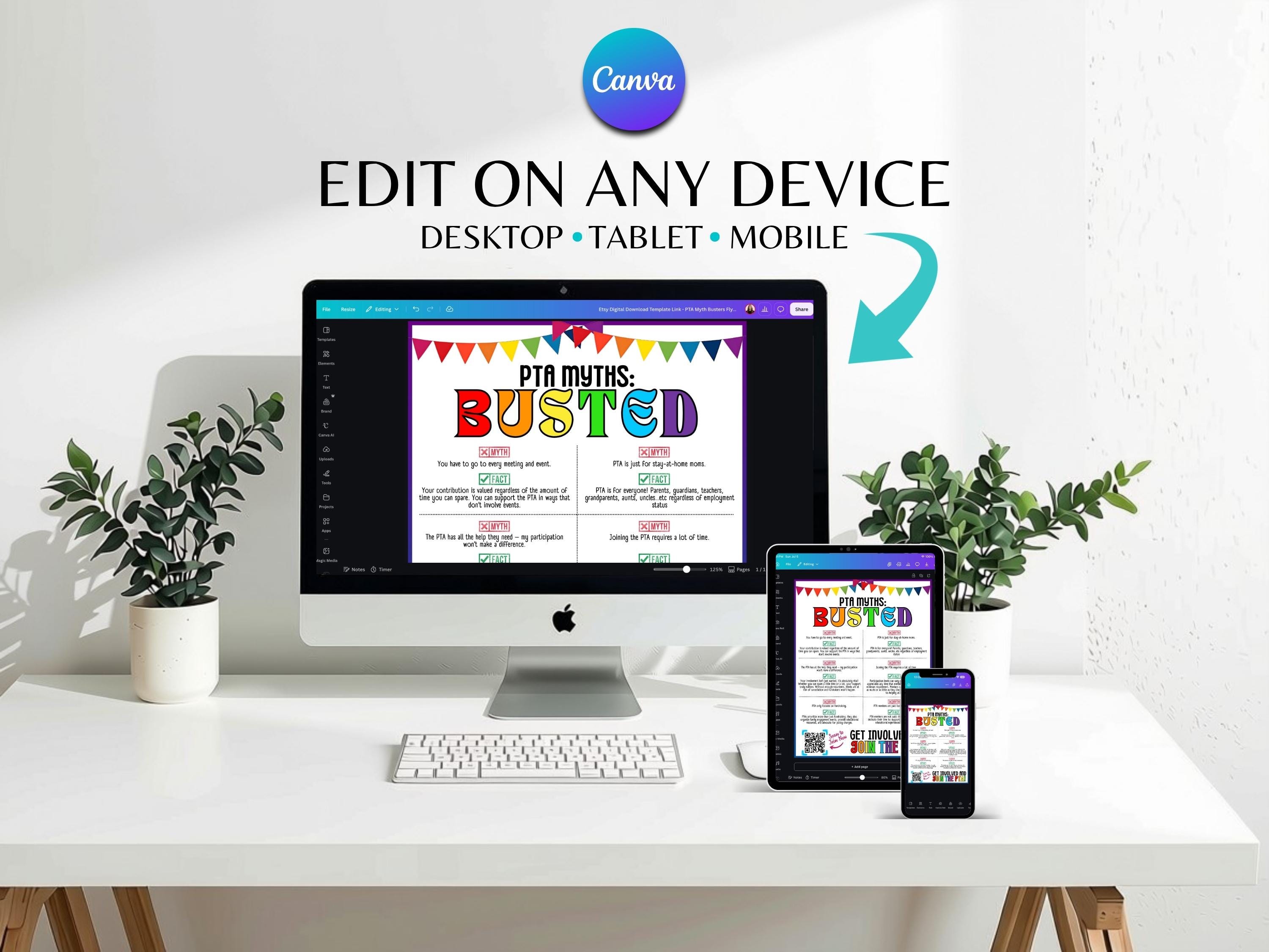 Myth Buster Example Flyer PTA Myth Busters Flyer Template: Rainbow Theme Editable Canva Design ...