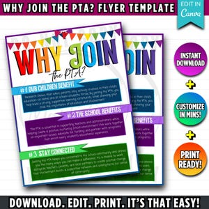 PTA Recruitment Flyer Template: Editable Canva Design (Digital Download)