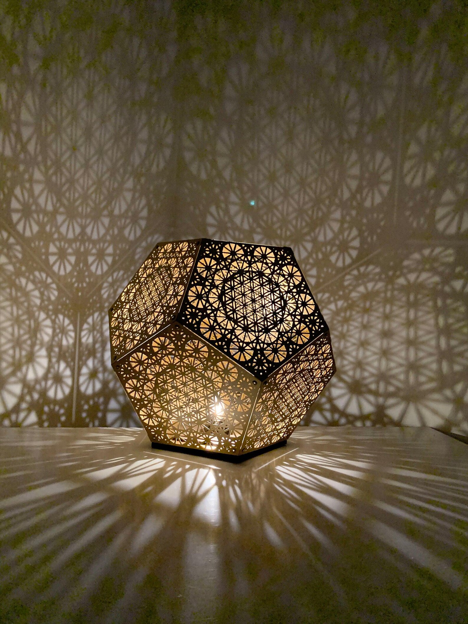 Moroccan Brass Table Lamp Geometric Irregular-shaped, Boho Night Light ...