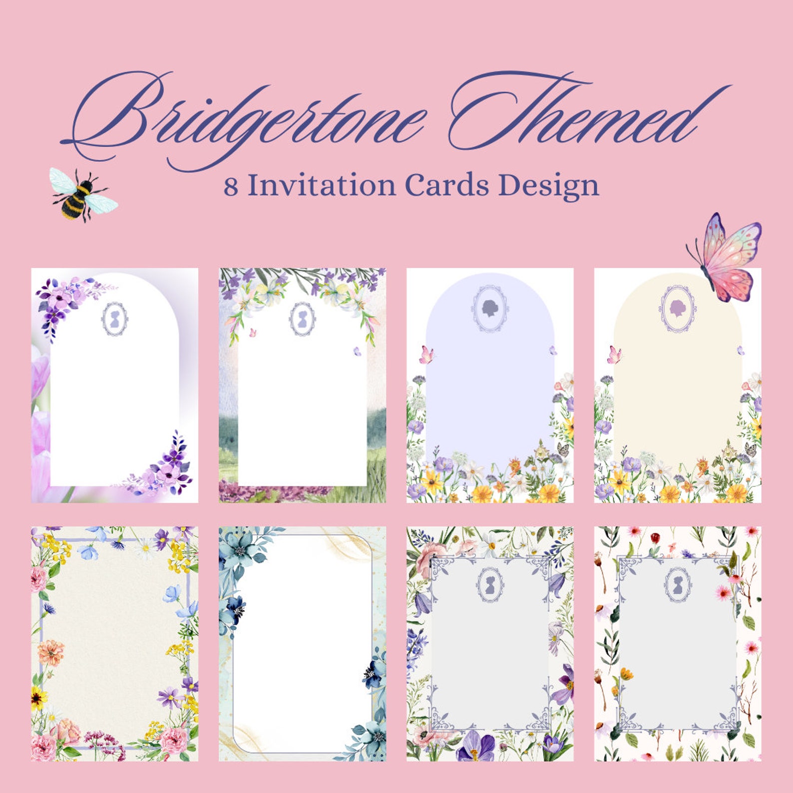 8 Bridgerton Themed 5x7 Inch Editable Invitation Card Template ...