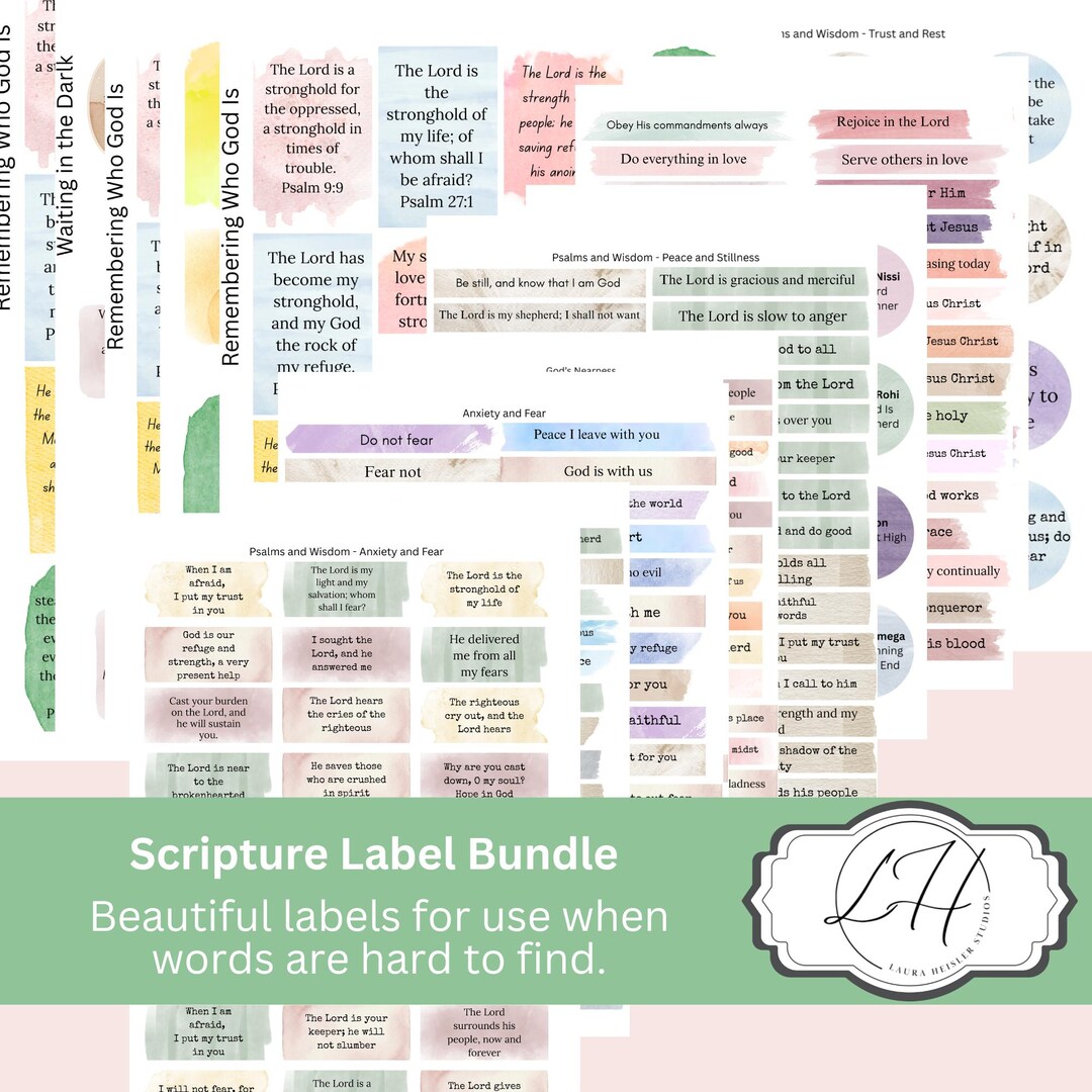 Bible Journaling Scripture Labels Bundle Psalms and OT/NT Printable ...