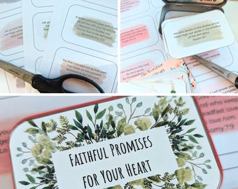 Printable Bible Scripture cards for women with covers, 108 Bible verses 8 cover designs Instant download personal commercial Altoid tin size