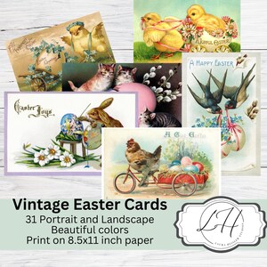 Diario basura de Pascua: 31 tarjetas de Pascua antiguas, manualidades creativas, álbumes de recortes, ideas para regalos de primavera, arte vintage, descarga instantánea
