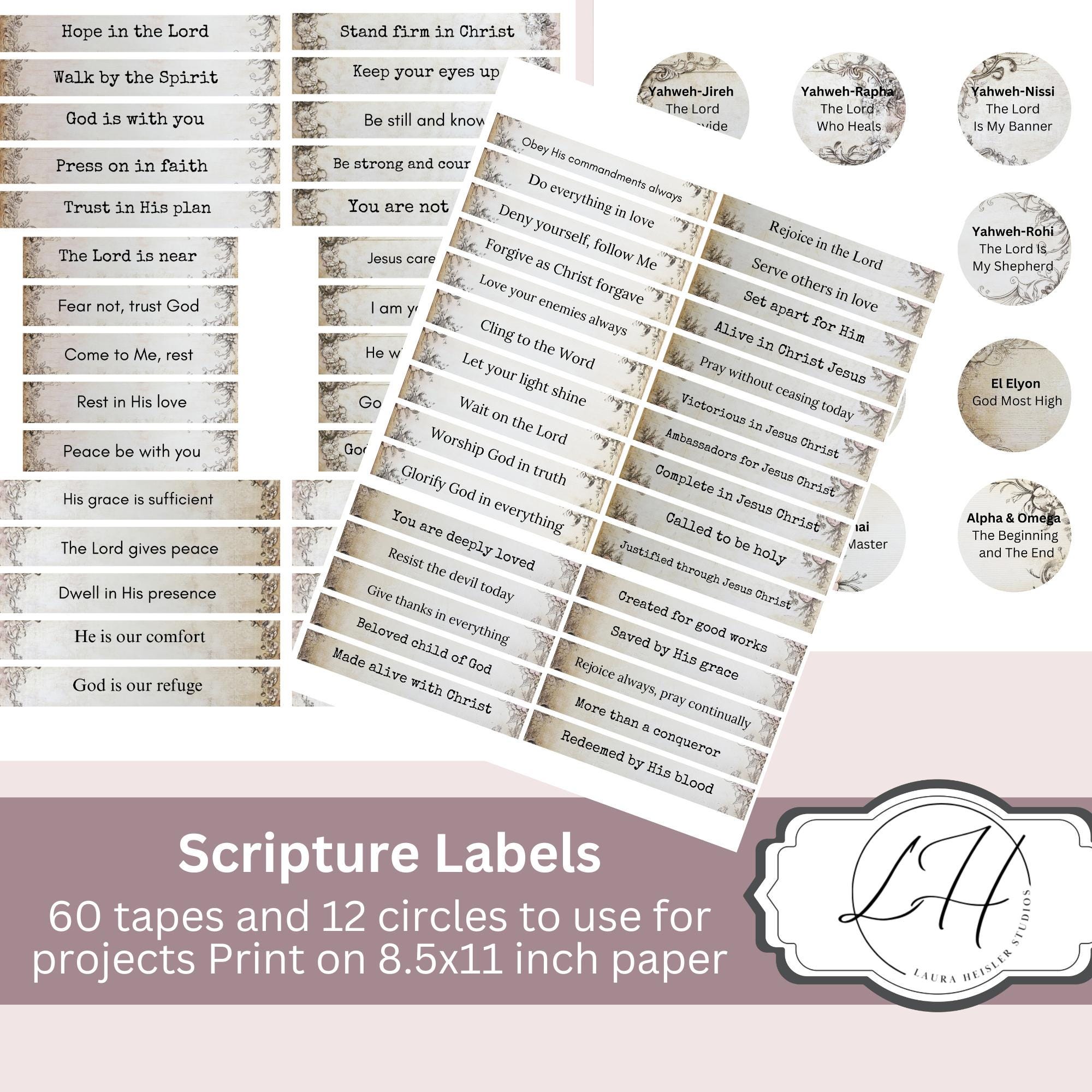 Scripture Washi Tape Labels Faith Based Junk Journal Supplies Scrapbook ...