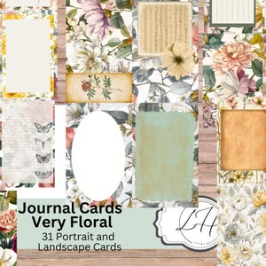 印刷可能なジャーナルカード ジャンクジャーナルやスクラップブック用品に最適な花柄 スクラップブックジャンキング用ダウンロード モダンな花のアートジャーナル