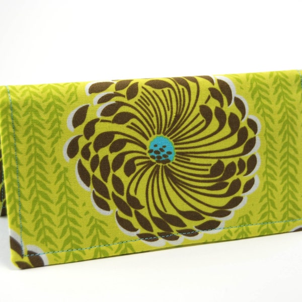 Scheckheftabdeckung, Stoff Damen Geldbörse, Eingang Keeper, Scheckheft-Halter, Amy Butler grün blau