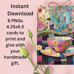 Quilters Karten Instant Download Druckbare Teetassen für persönliche und kommerzielle, Blanko-Notizkarte für Quilterinnen, Geschenkkarte für Pflegehinweise