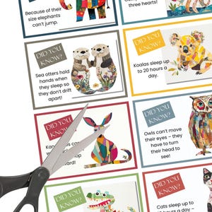 20 Kinder Lunchbox Notizen Sofortiger Download, Tierfakten, bedruckbar, Lernmittel, Jungen und Mädchen, Wissenswertes, Fantasievolles.
