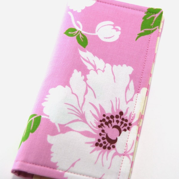 RESERVIERT für Butterfly auflisten. Scheckheftabdeckung, Scheckheft-Halter, Damen Geldbörse, Scheckheft-Geldbörse, schwarz floral