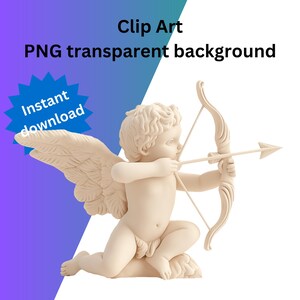 PNG 3d Cupid Cherub with Bow and Arrow Clip Art, crafters, planners, digital download, sticker, card designing, Commercial instant use