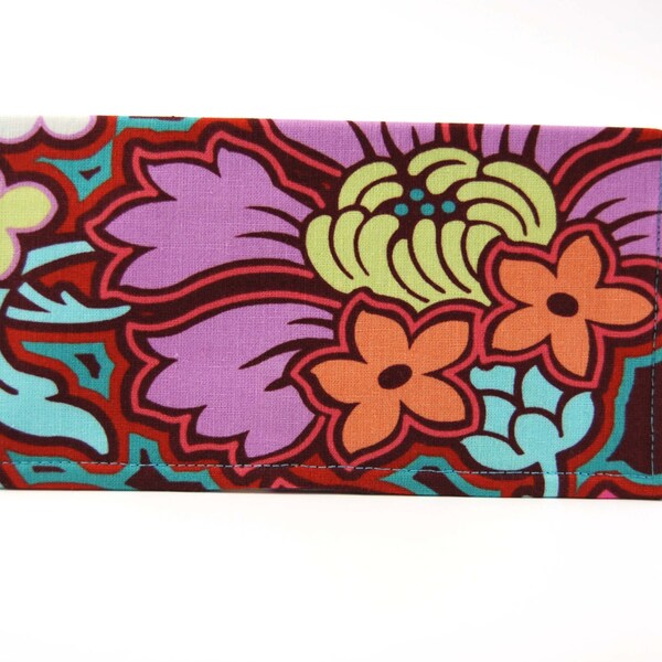 Stoff Scheckheft decken, Scheckheft-Halter, Damen Portemonnaie, Check decken, Amy Butler rosa blau braun