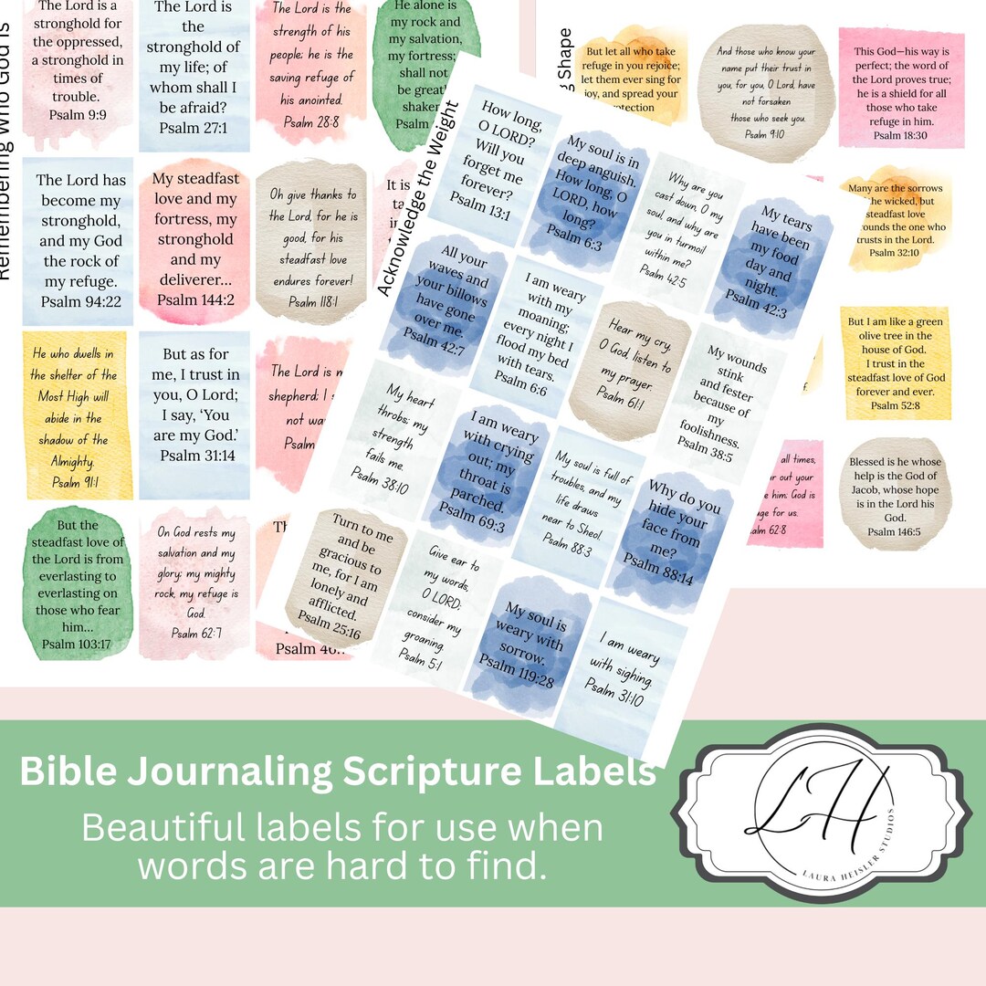 Bible Journaling Scripture Watercolor Labels for Quiet Times Prayer ...