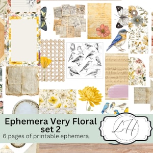 Printable Ephemera Very Floral Set 2 for junk Journaling and scrapbook supplies Download for Scrapbook Junking Modern flowers art journal