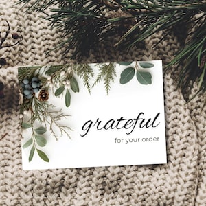 Modèle modifiable de carte postale de remerciement d'hiver Canva, les propriétaires de petites entreprises expriment leur gratitude à leurs clients Image de marque personnalisable Remerciements de Noël