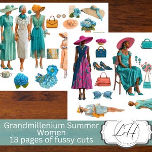 Imprimable éphémère grand-millénaire été femmes coupes difficiles téléchargement immédiat Junk Journal idées scrapbooking fournitures femme plus âgée jeune poc