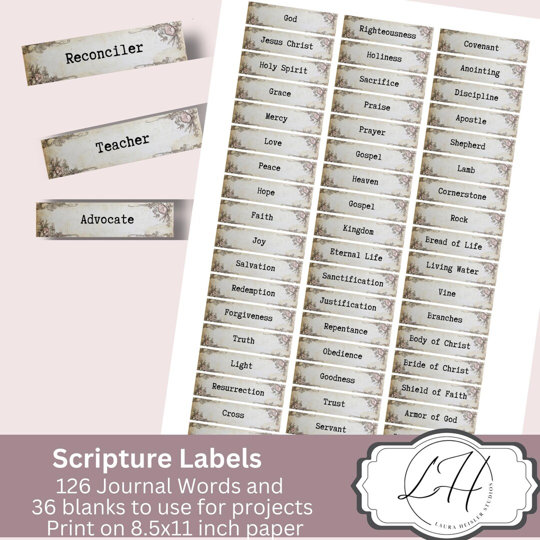 Scripture Labels Faith Based Junk Journal Supplies Scrapbook Prayer ...