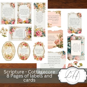 Bibel Journal Druckbare Cottagecore Schrift Scraps Karten Etiketten Journaling Digitaler Download Gesegnete Kunst für Scrapbook Religiöser Christ
