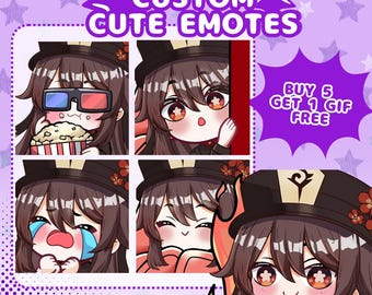 Émoticônes chibi personnalisées | Pack d'émoticônes animées pour streamers Twitch et VTubers