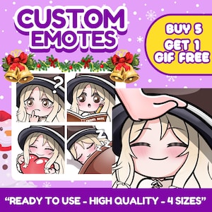 Cute anime emotes designed for VTubers, PNGTubers and streamers. Custom reaction icons for Twitch, Kick, Discord and YouTube with unique expressions, pets, mascots and channel branding.