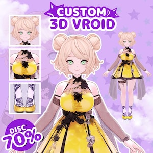 custom vroid model commission featuring a 3d anime vtuber avatar for streaming, gaming and content creation. vrm character designed for twitch, youtube, virtual creators, vtubers and online entertainment.