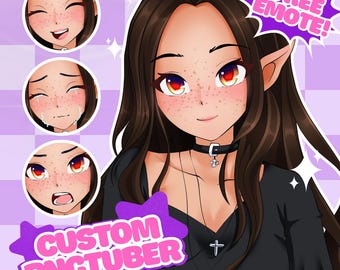 Modèle PNGtuber d'anime personnalisé | Usage commercial, émoticônes gratuites