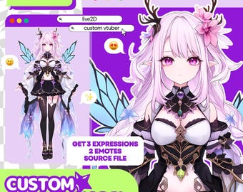 Modèle VTuber Live2D, Avatar anime personnalisé, Style épuré, Avatar en streaming, OC VTuber, Commission personnage