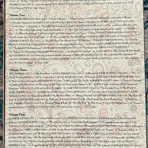 May include: A poetry compilation, titled "word BEAT", is displayed against a white backdrop. The cover includes the ISBN and the names of the poets and their poems, organised into four volumes. The text is clearly printed, with a list of authors and their works.