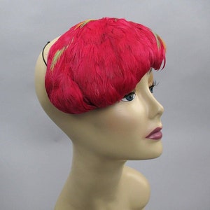 Vintage 50s feather hat 1950s Coral tilt hat