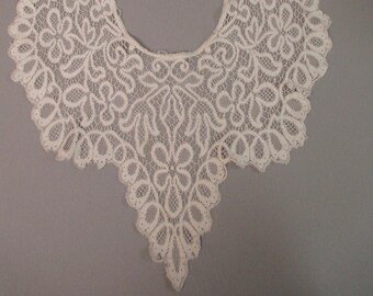 Cuello de encaje antiguo 19th Century crema algodón vintage