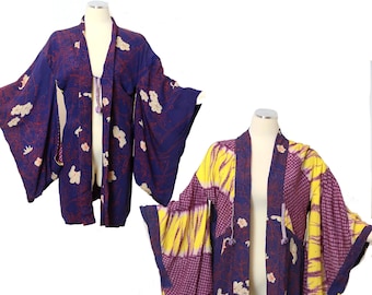 1920s lingerie silk robe art deco era reversible floral patchwork