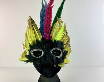 80s Masquerade mask party halloween mardi gras costume mask ball feather sequin