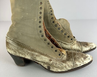 Antike Stiefel Victorian Edwardian Womans Leder Schnürschuhe