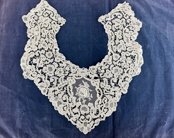 Antique Handmade Venetian Gros point lace collar Victorian era