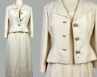 60s wedding dress and jacket vintage womens mod cocktail designer gown Adele Simpson label