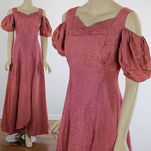 1940s party dress evening mauve pink open shoulder bridesmaid