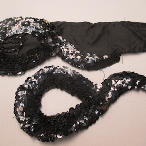 Antique trim black beaded couture appliques