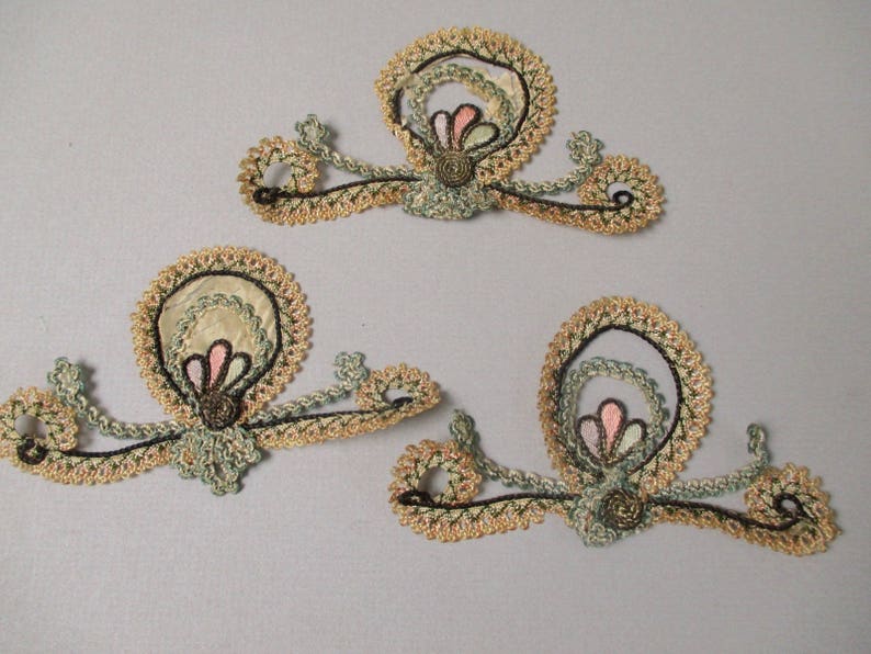 Antique Appliques Set of 3 Floral Victorian Textile Etsy