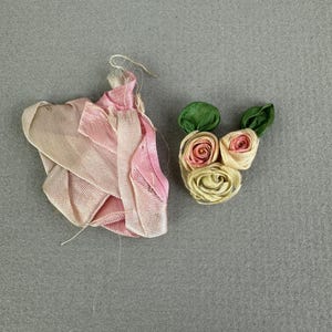Antike Seidenborte Zierborte 1900er Jahre Viktorianische Blumen Applikation Rosa