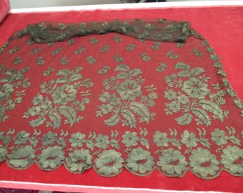 Antique  Silk lace Bonnet veil