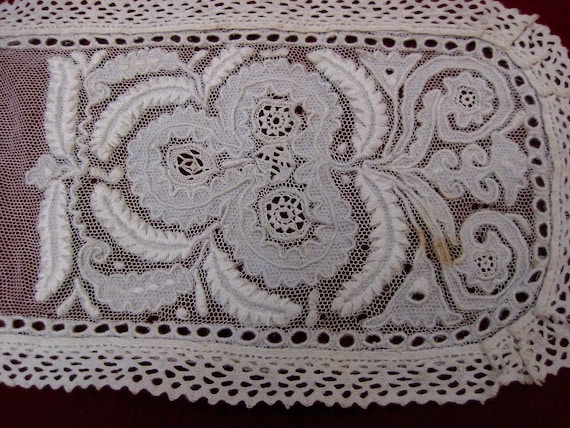 Antique lace veil wedding handmade Ayrshire 1860s… - image 10