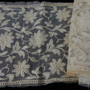 Tambour embroidery on cream net Victorian era