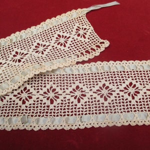 Antique Crochet lace trim remnants 19th Century
