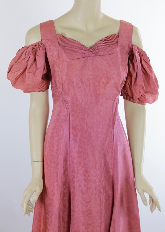 1940s party dress evening mauve pink open shoulde… - image 7