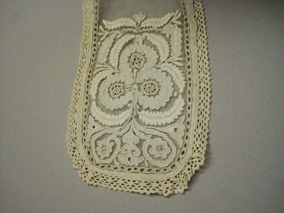 Antique lace veil wedding handmade Ayrshire 1860s… - image 7