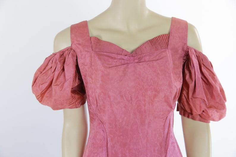 Vintage 40s mauve pink open shoulder evening dress image 4