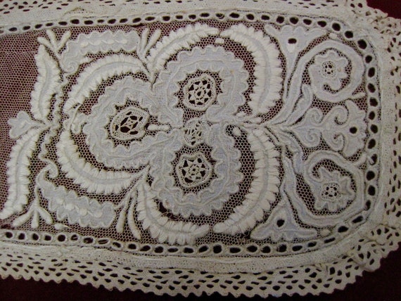 Antique lace veil wedding handmade Ayrshire 1860s… - image 8